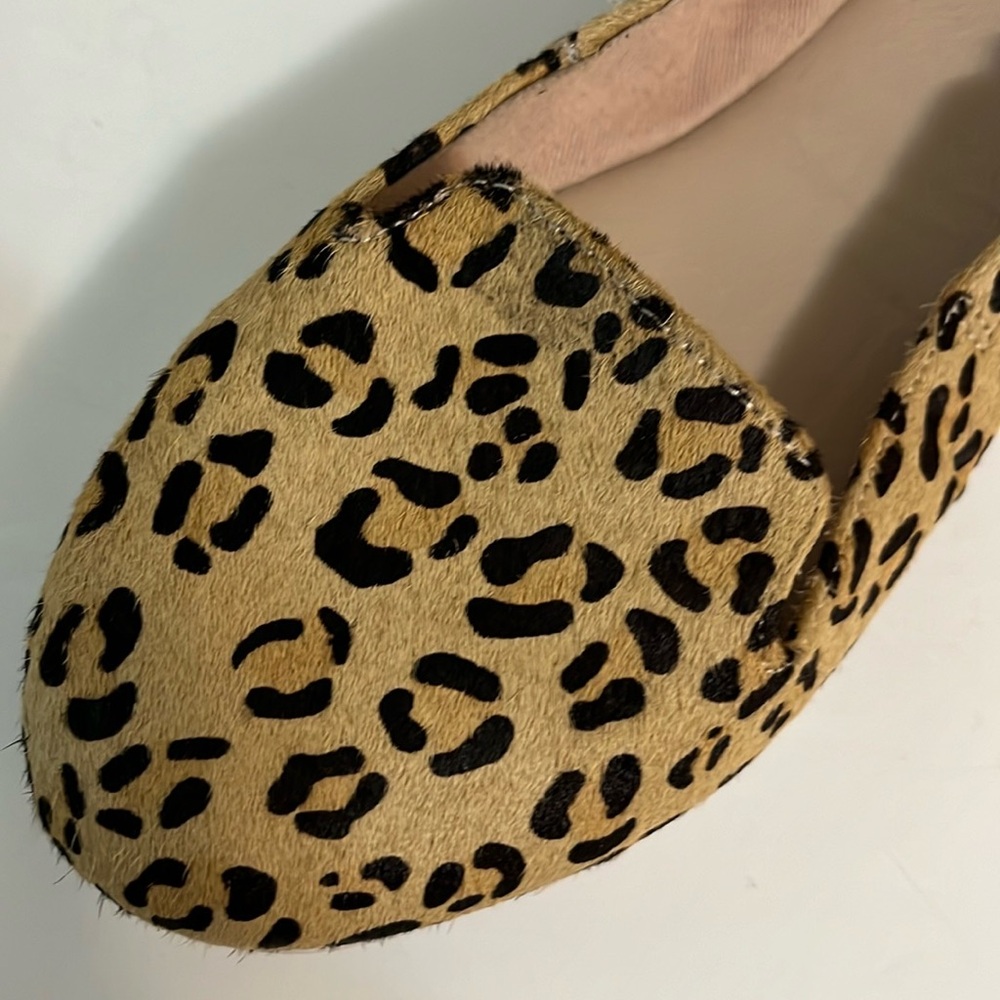 Ballerina flats foldable shoes size 9 leopard print light calf hair - Picture 11 of 11